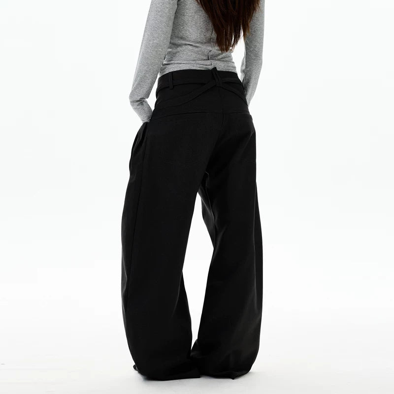 Brede Retro Casual Broek met Ceintuur 