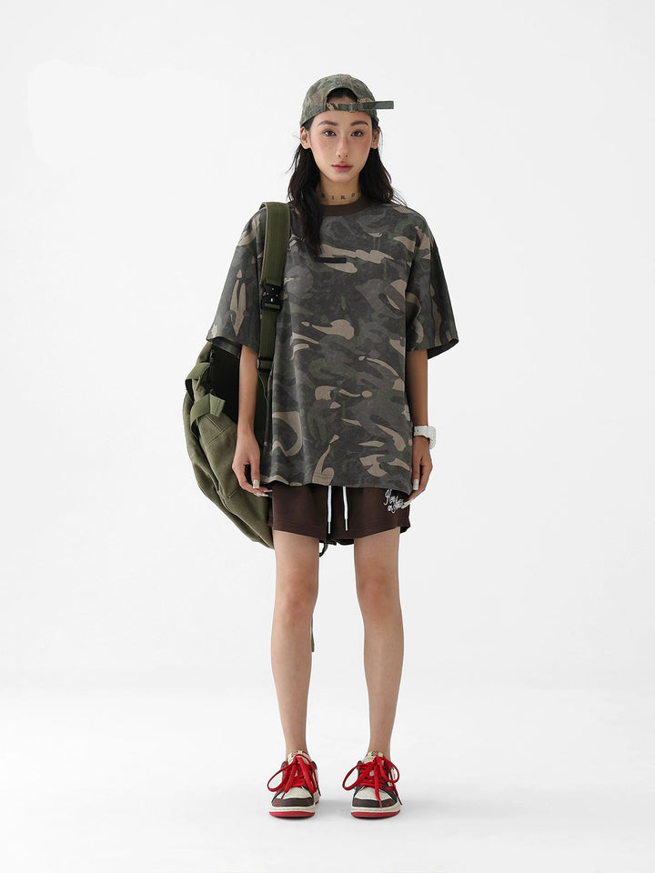 T-shirt à manches courtes ample camouflage 
