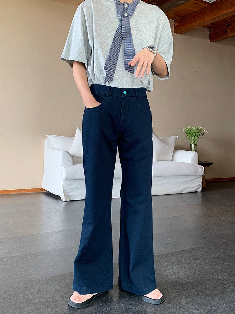 ルーズストレートコットンフレアパンツ 