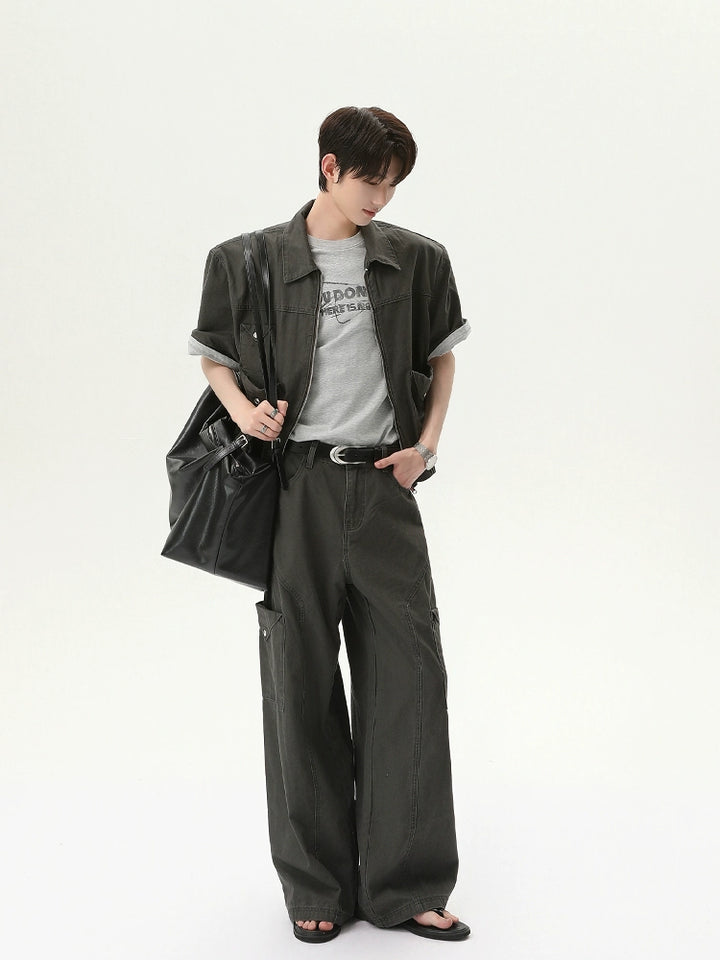 Short Sleeve Jacket Pants Set