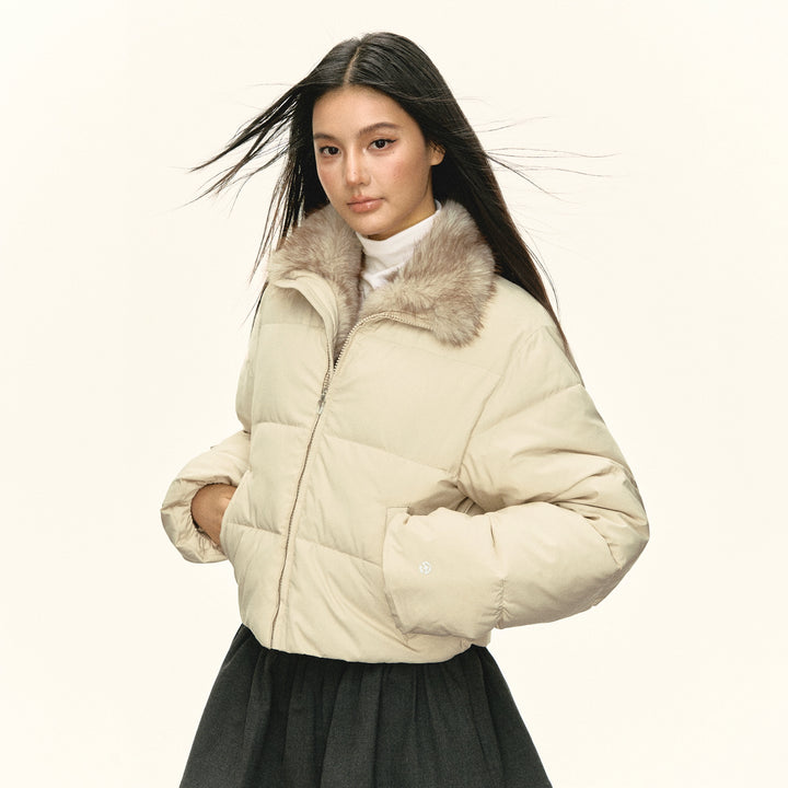 Faux Fur Cotton Puffer Jacket