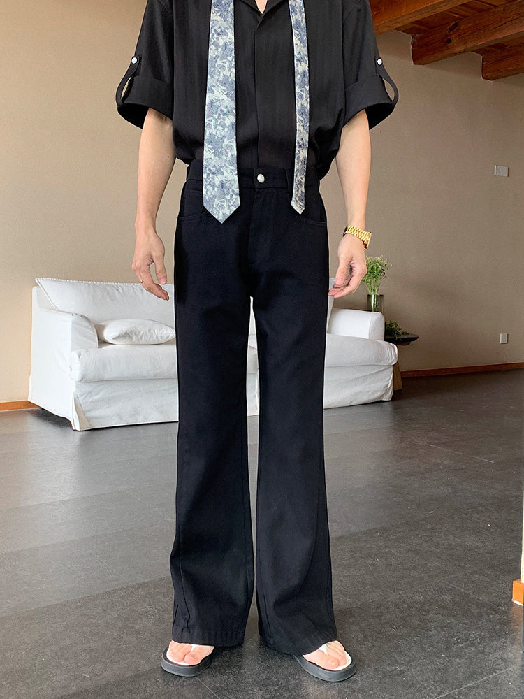 ルーズストレートコットンフレアパンツ 