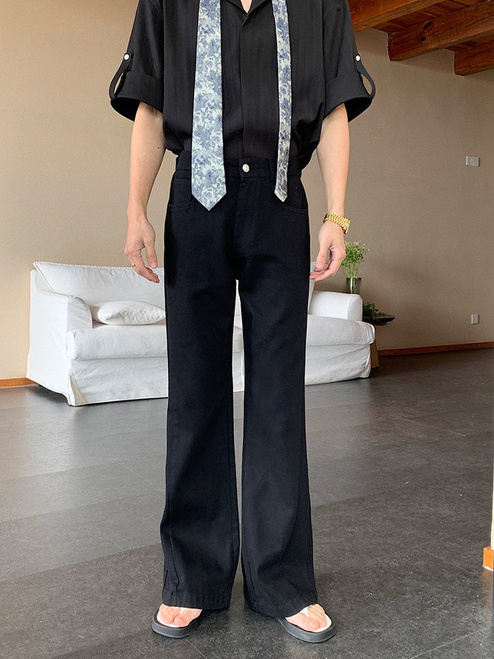ルーズストレートコットンフレアパンツ 