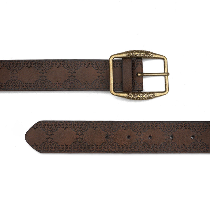 Retro Embossed Distressed Metal Buckle Belt