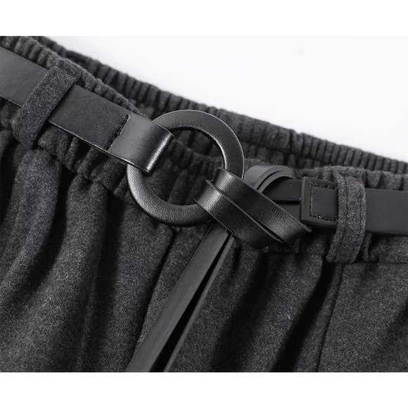 Wide-Leg Wool Cropped Casual Pants