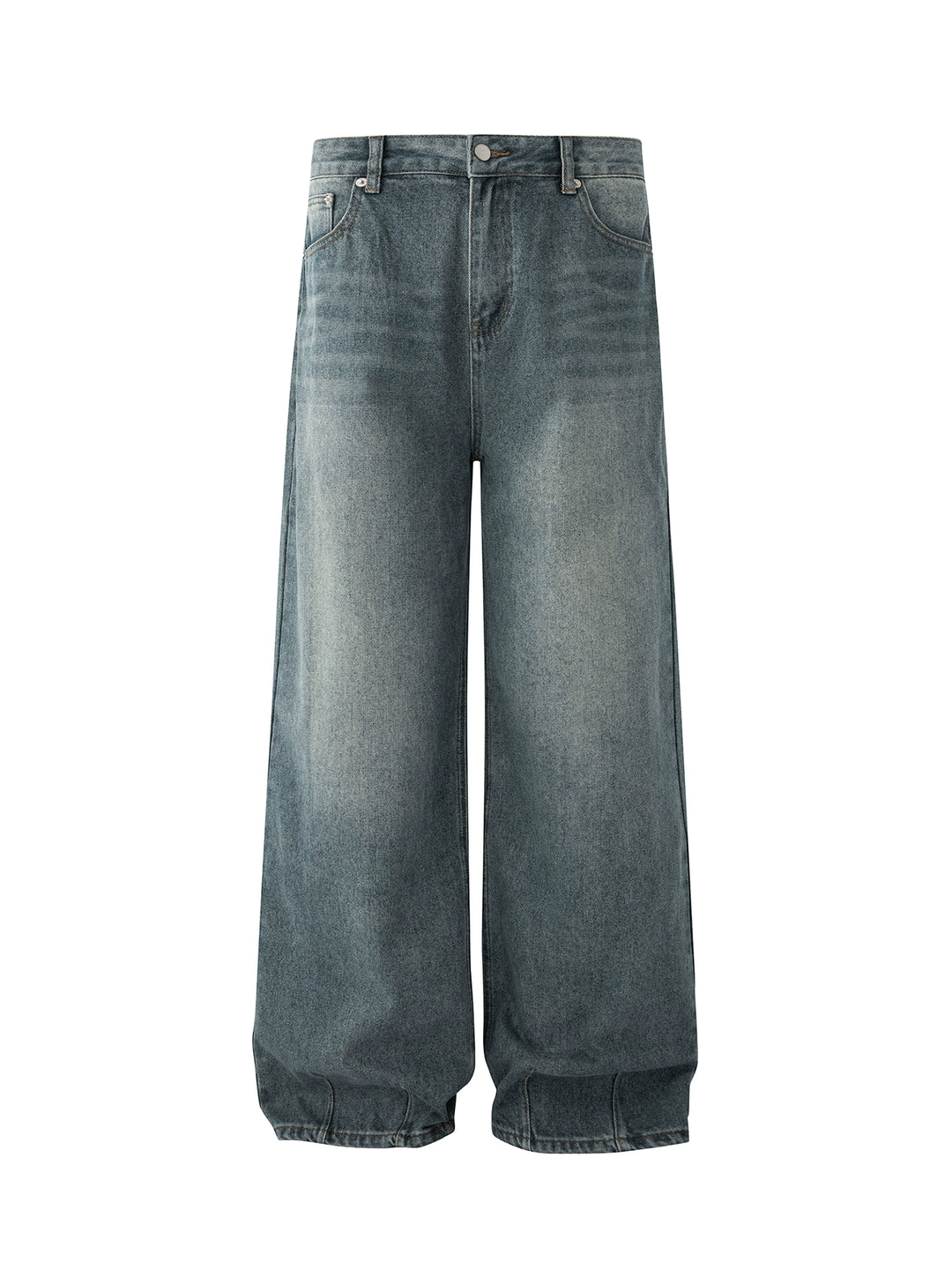 Washed Wide-Leg Straight Jeans