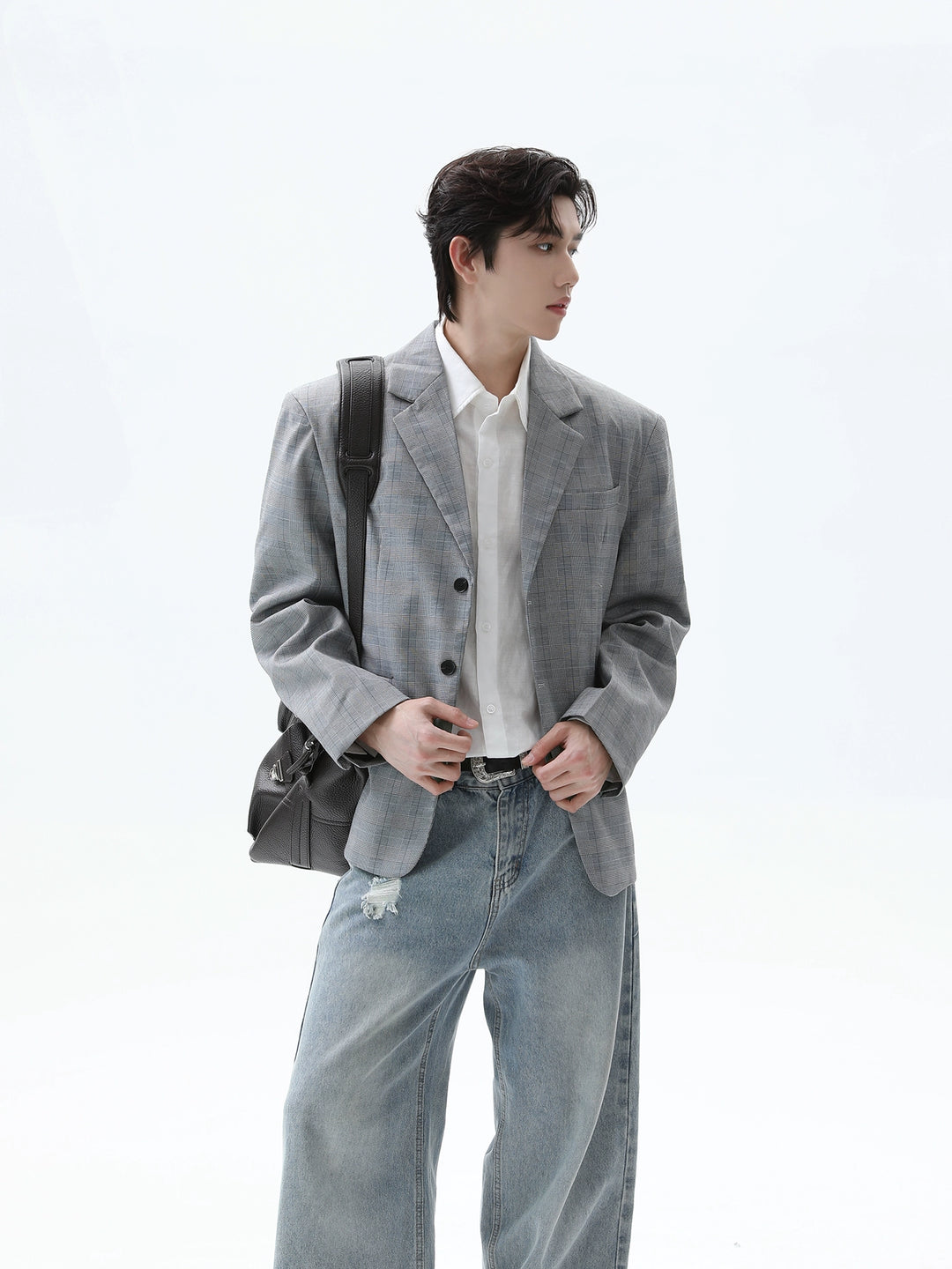 Plaid Loose Fit Suit Jacket