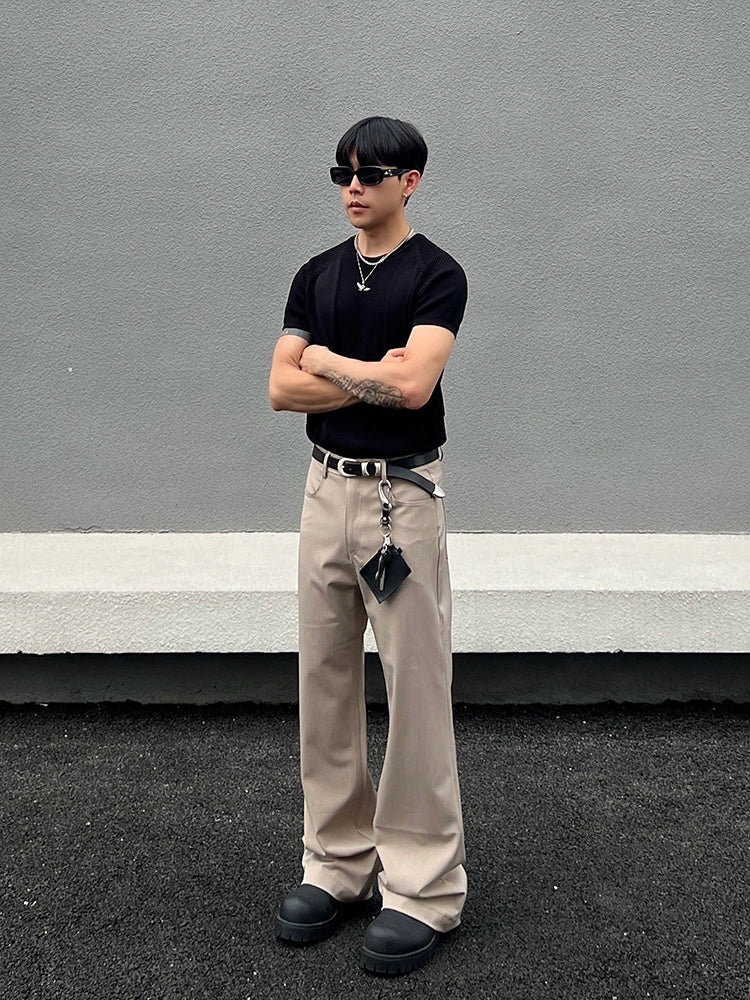 Pantalones casuales minimalistas de pierna recta acampanada 