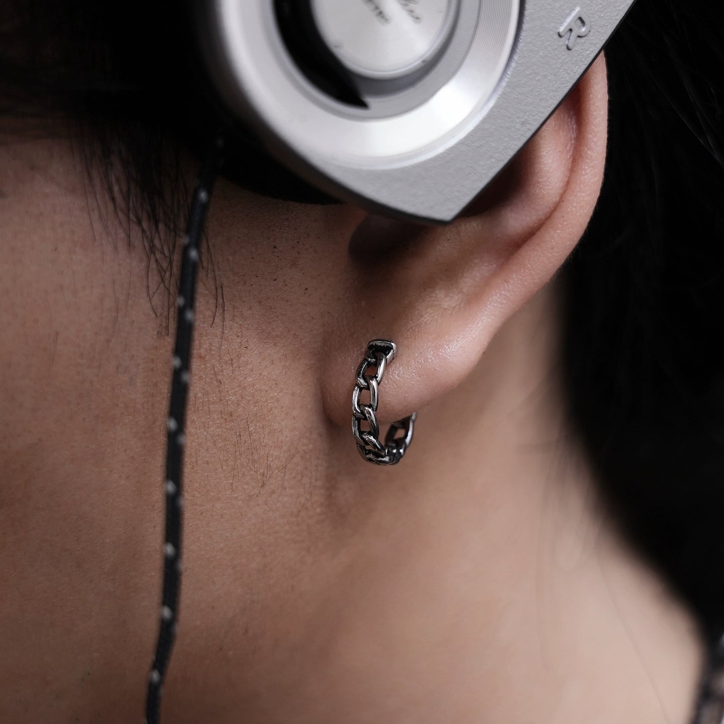 Titanium Steel Cuban Chain Hoop Earrings