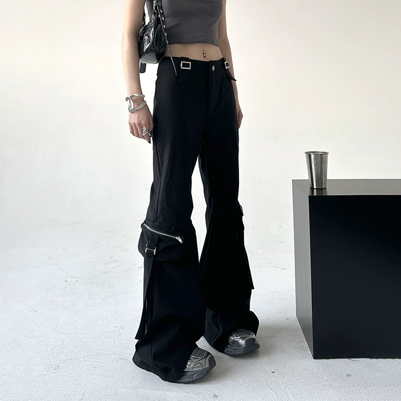 Low Waist Flared Cargo Pants