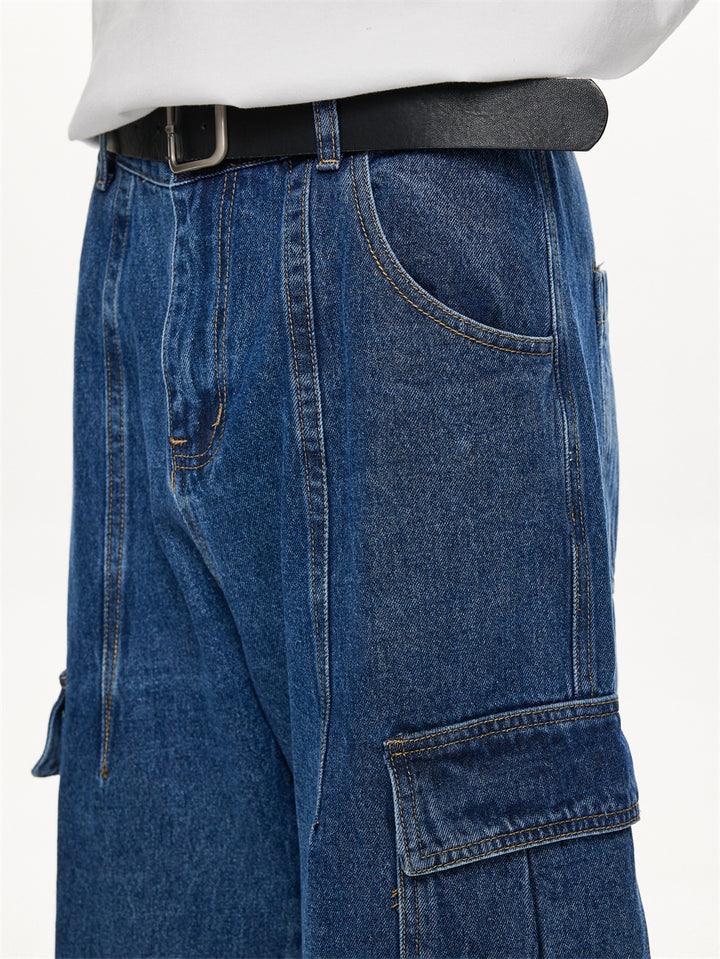 Multi-Pocket Workwear Straight Jeans