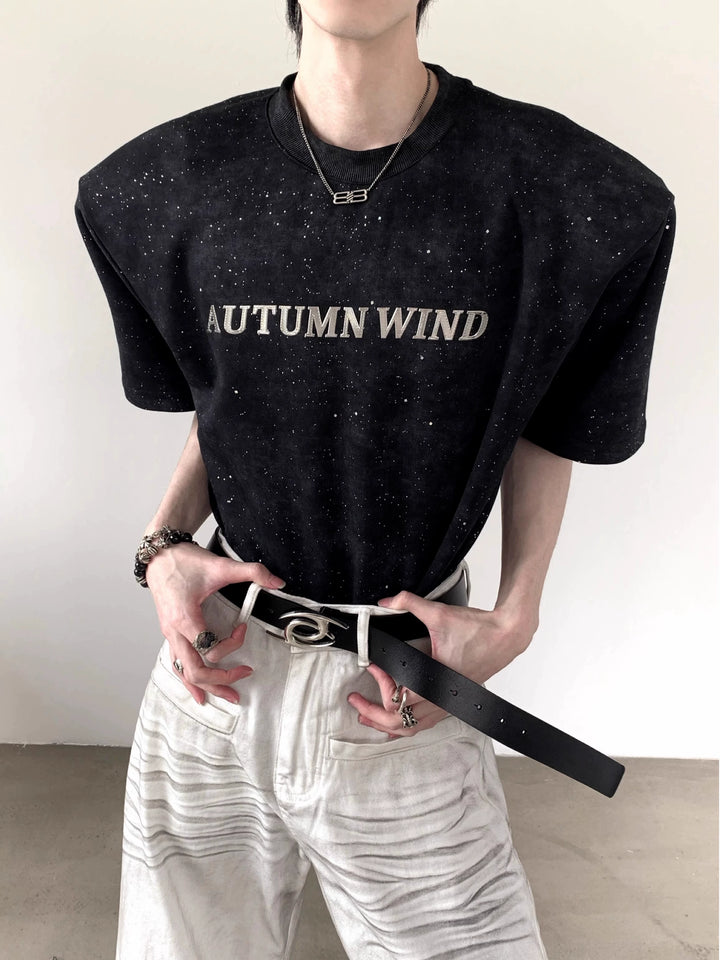 Metall Design Schulterpolster Kurzarm Pullover 