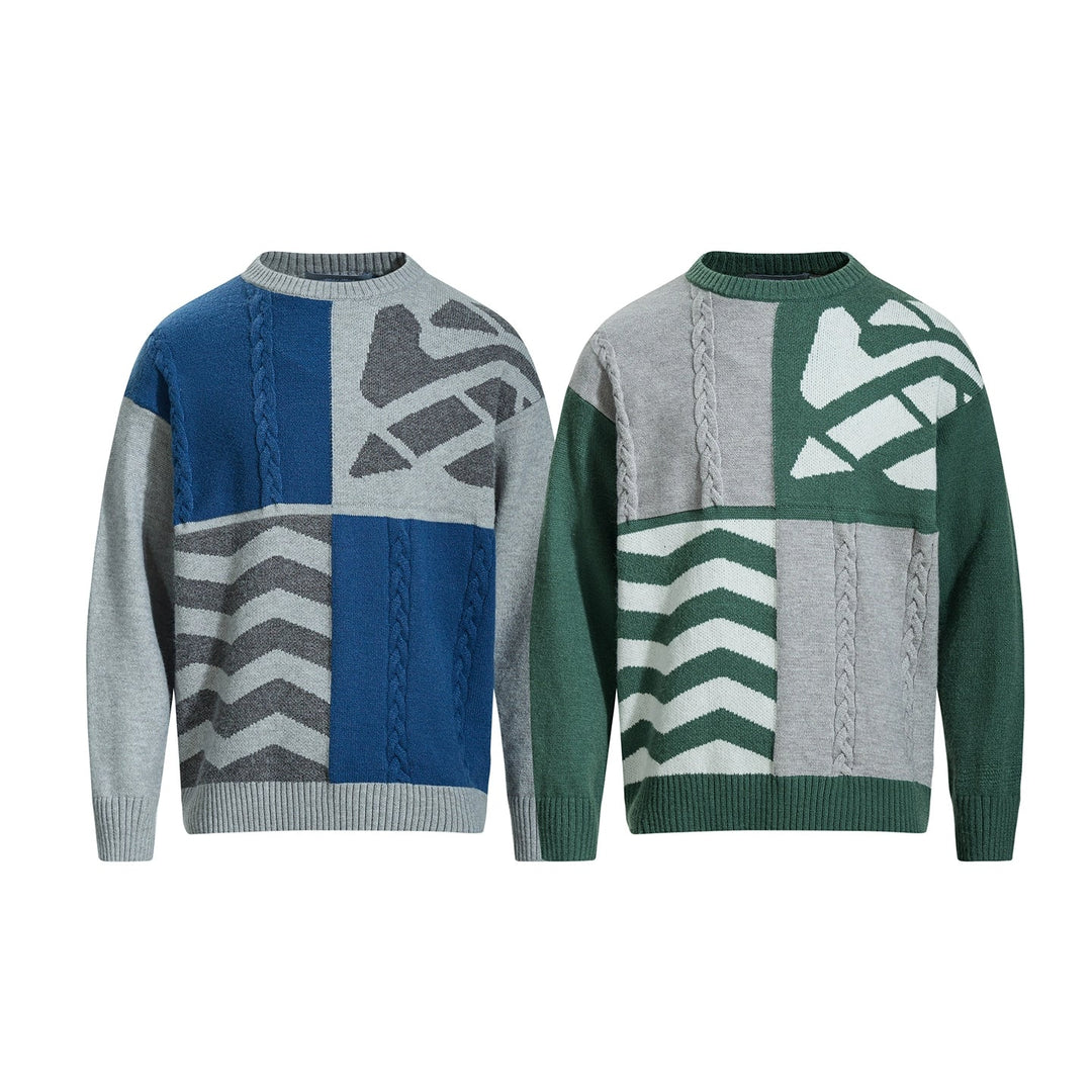 Patterned Knit Round Neck Sweater