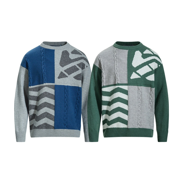 Patterned Knit Round Neck Sweater
