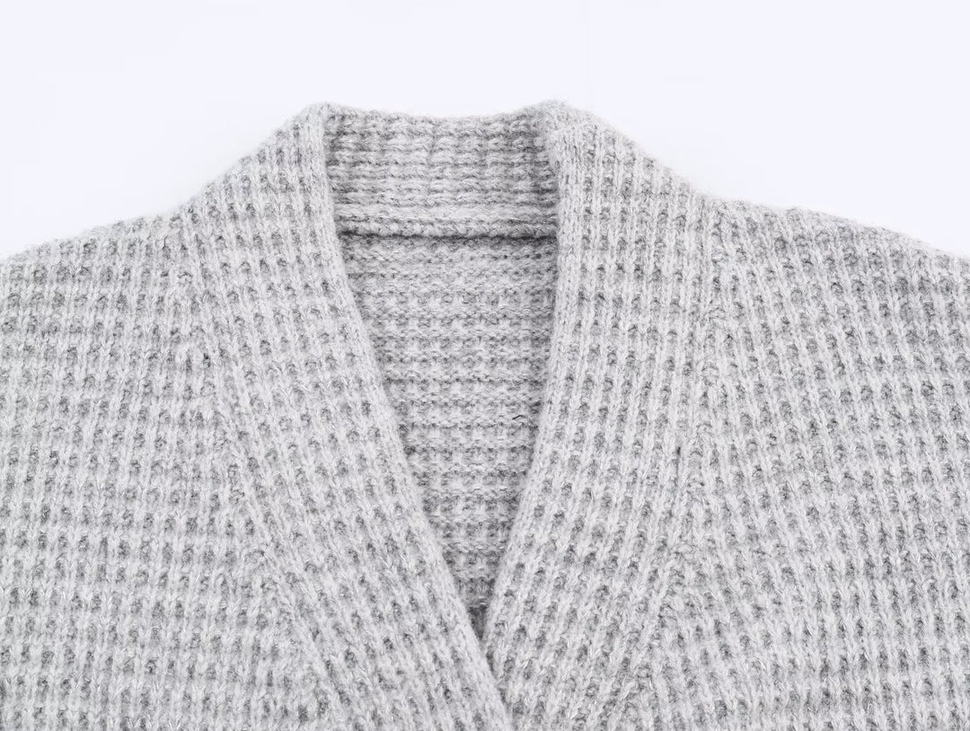 Knit Button-Front Long Cardigan