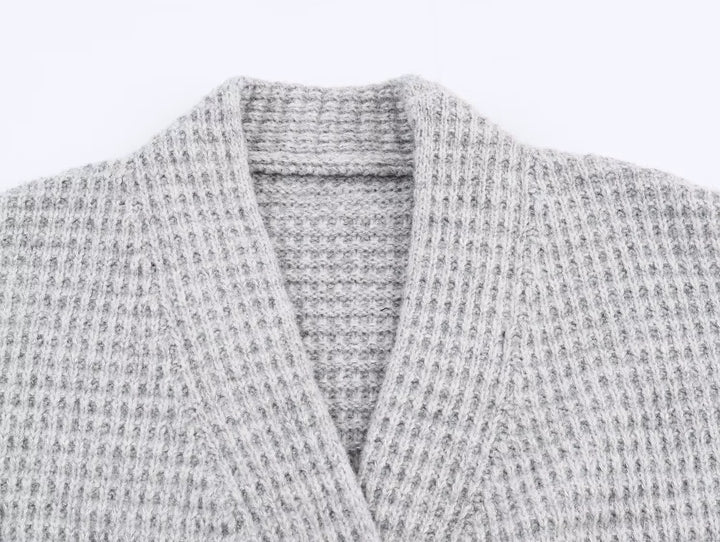 Knit Button-Front Long Cardigan