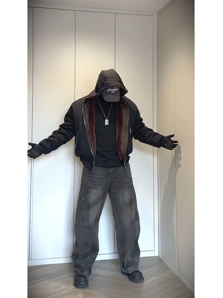 Hooded Plush Lined Canvas Jacket