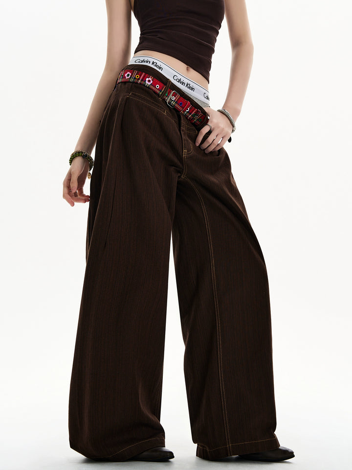 Wide Leg Embroidered Pocket Pants