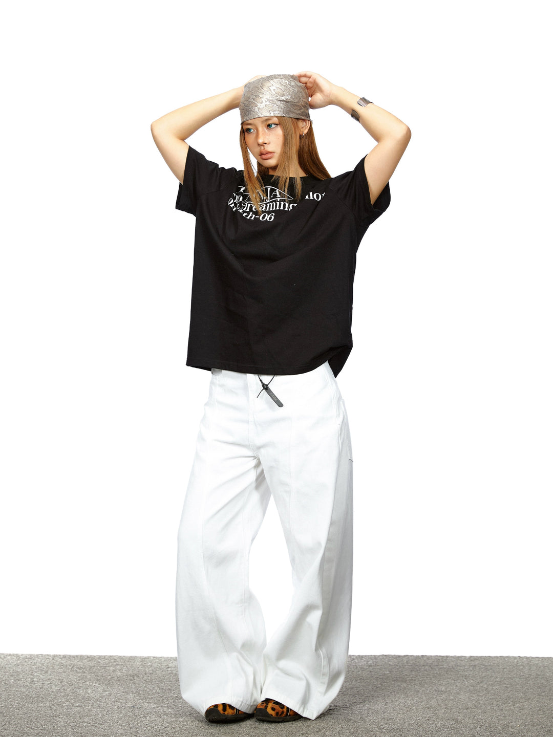 Letter Print Loose Fit Short Sleeve T-Shirt