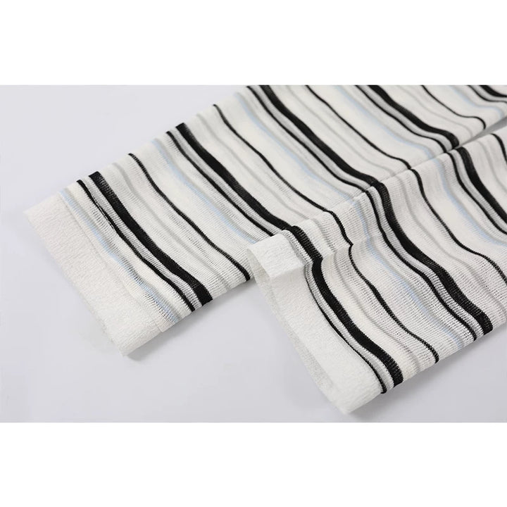 Camiseta de manga larga de dos piezas de imitación a rayas 