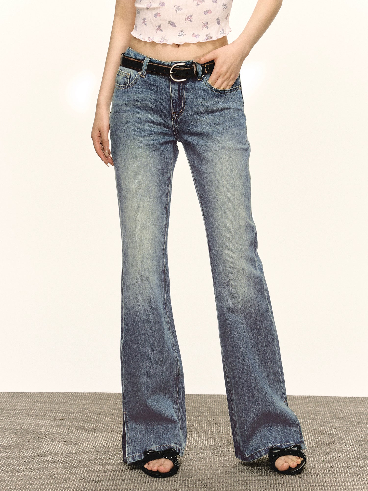 Flared High Waist Denim Pants