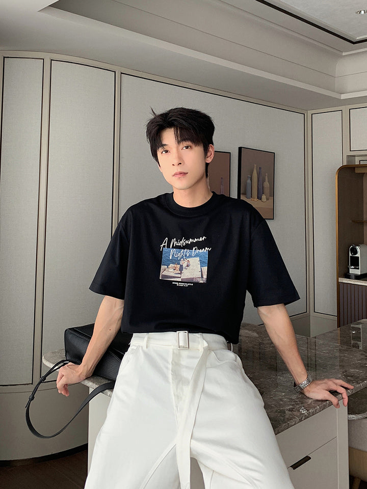 ルーズフィットショートスリーブグラフィックTシャツ 