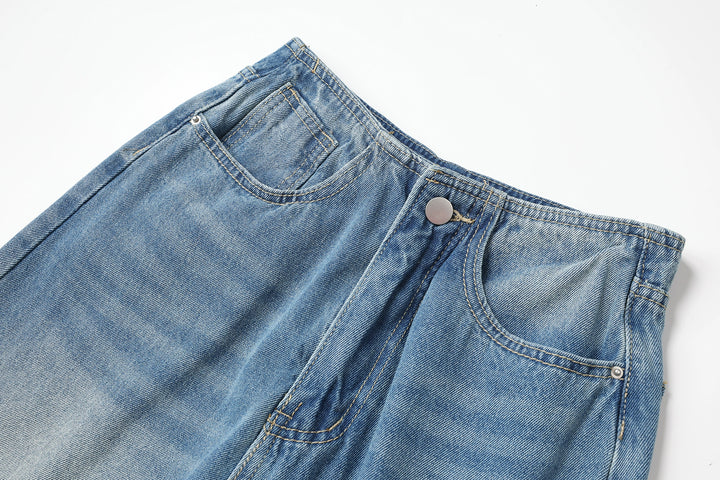 Jeans casual a gamba larga a vita alta 