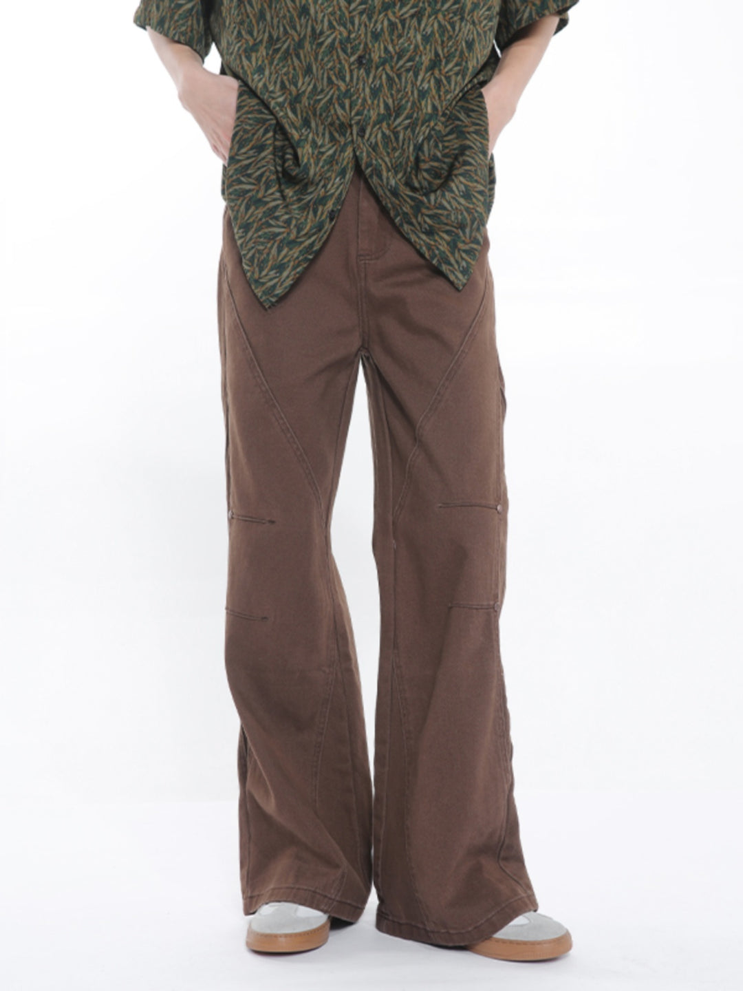 Patchwork Flared Slim Fit Jeans 