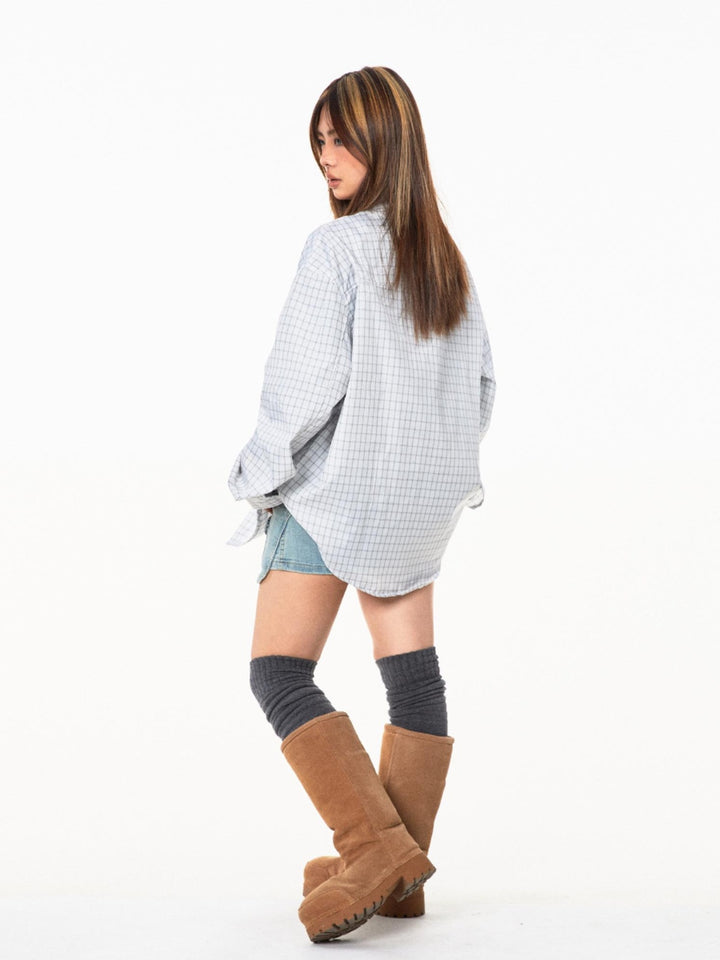 Retro Plaid Double-Layer Loose Shirt