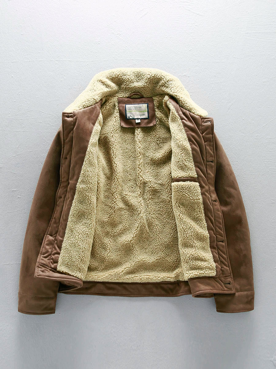 Shearling-Lined Suede Pilot Jacket