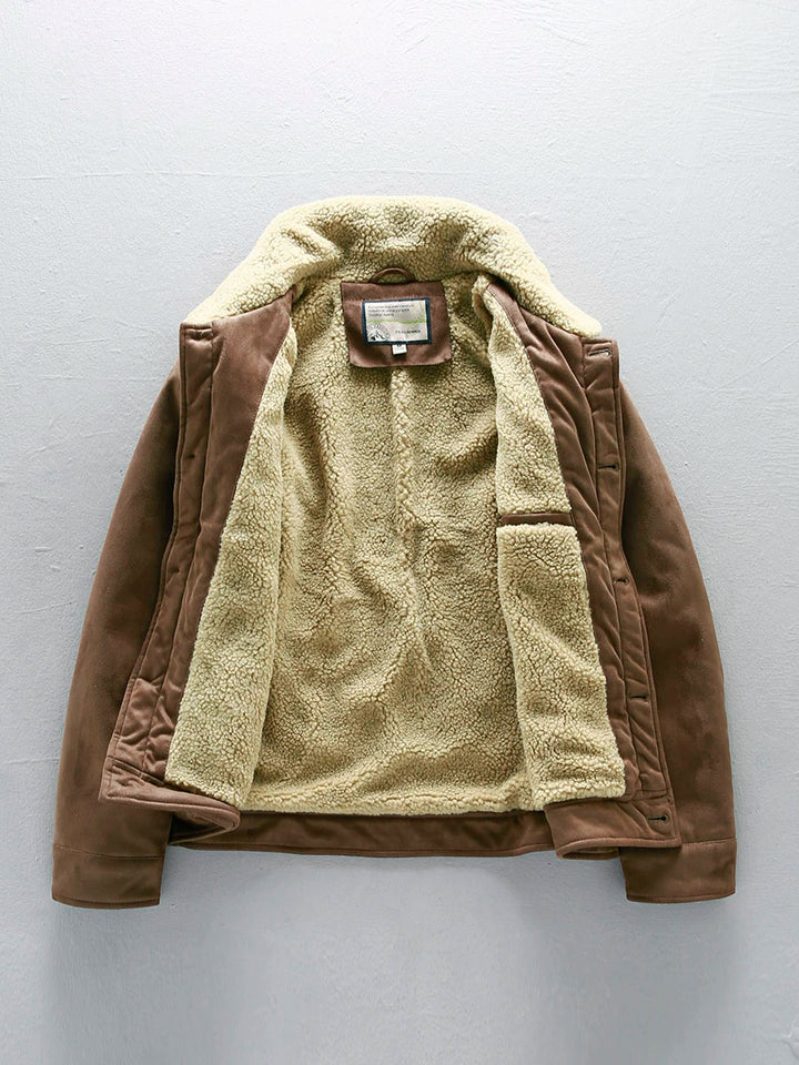 Shearling-Lined Suede Pilot Jacket