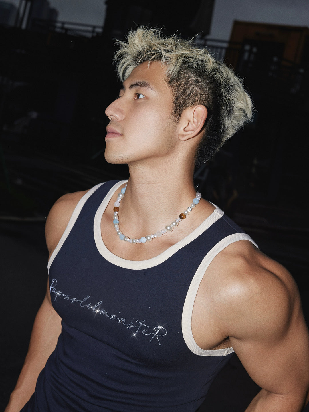Slim Fit Diamond-Studded Relaxed Tank Top