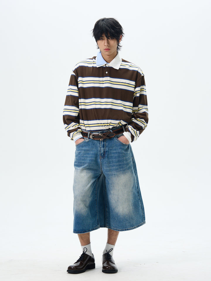 Striped Long-Sleeve Polo Shirt