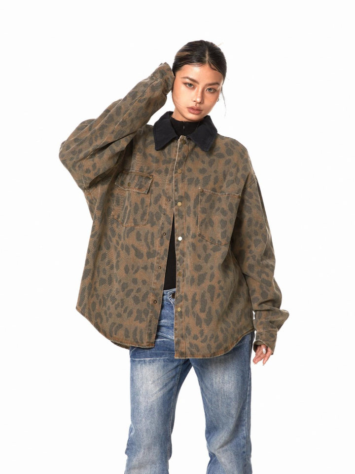 Retro Leopard Print Loose Shirt Jacket