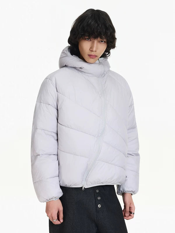 Diagonal dragkedja vadderad vinterjacka 