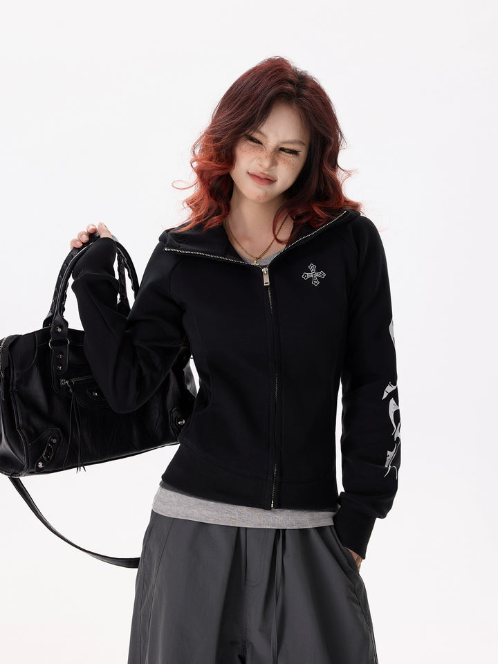 Sudadera gráfica ajustada con cremallera 