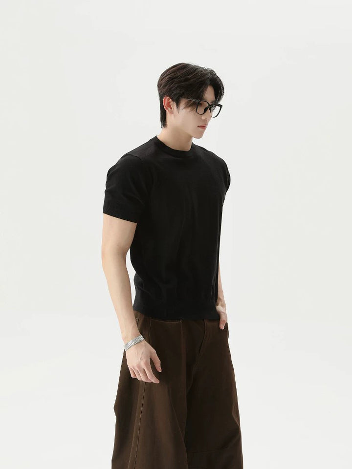 Slim Round Neck Knitted Shirt
