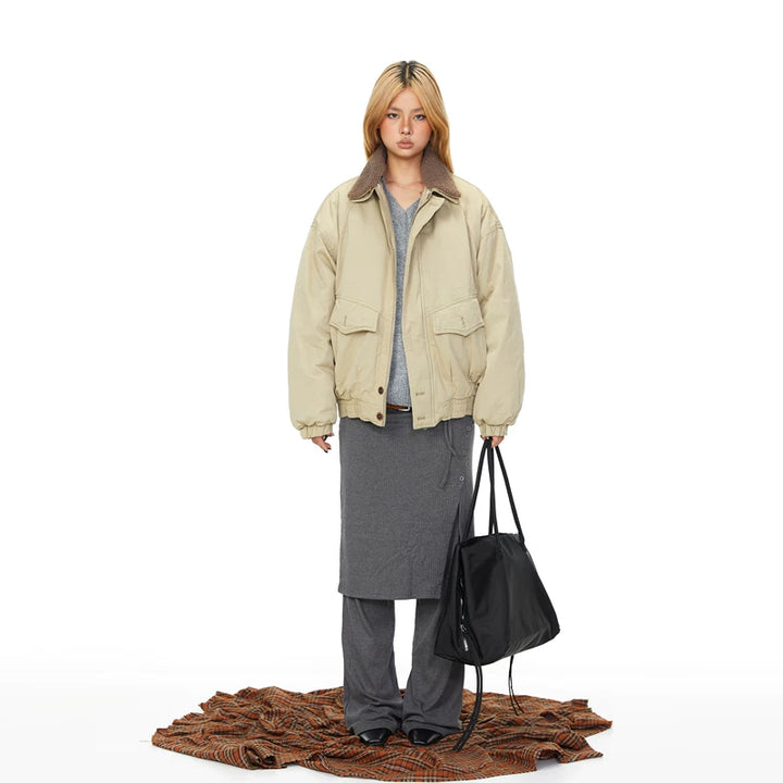 Lambswool Collar Cotton Workwear Jacket