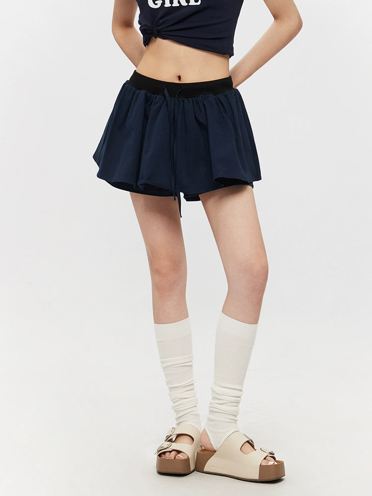 High Waist Pleated A-line Pants Skirt