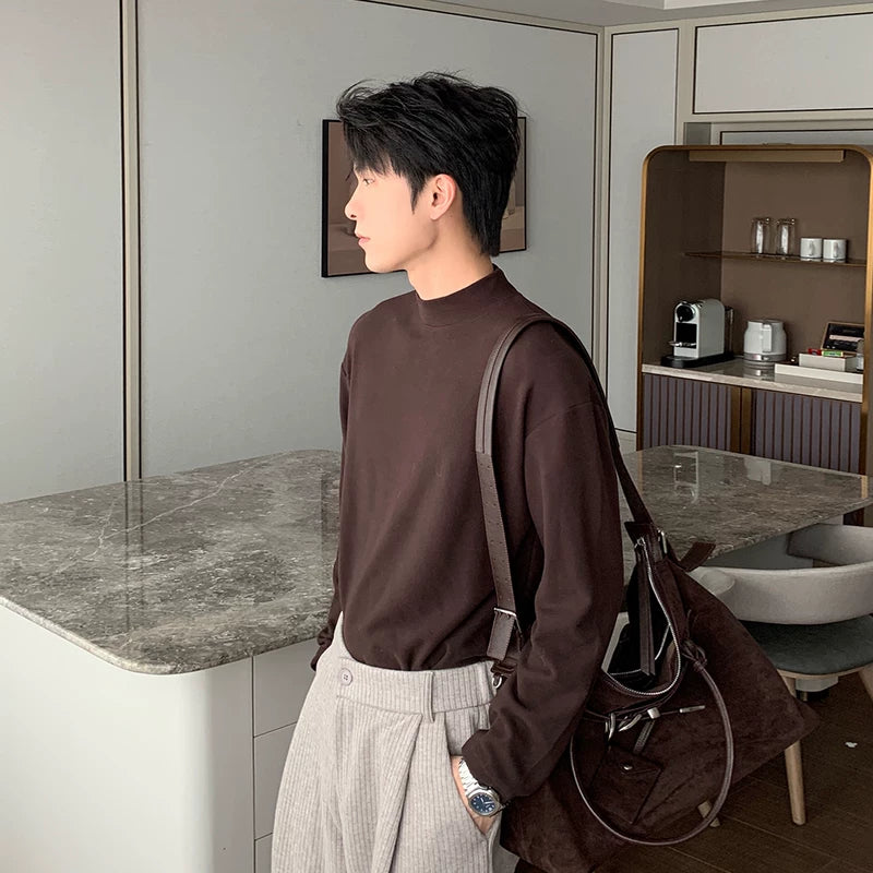 Velvet High Neck Long Sleeve Pullover