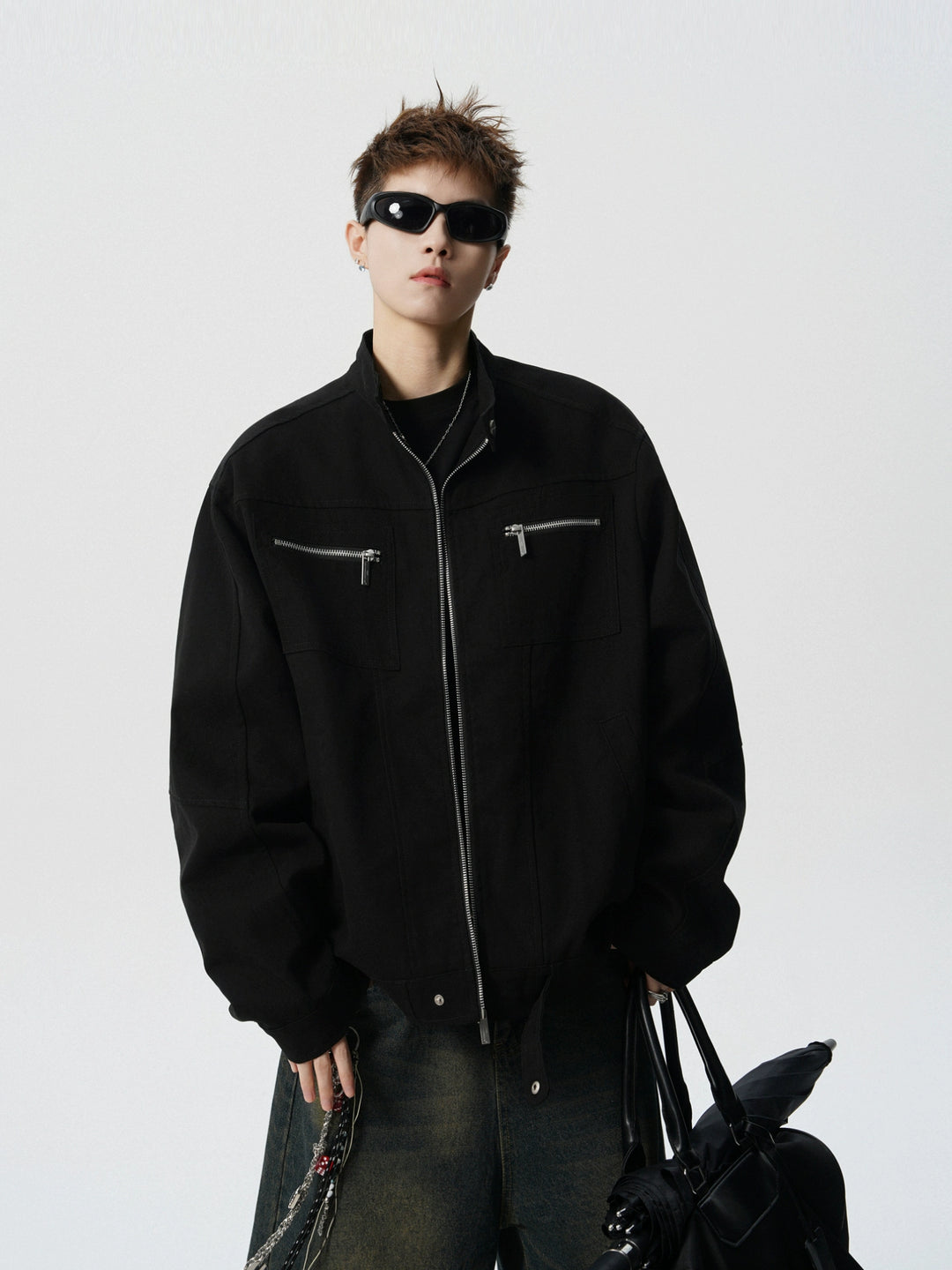 Streetwear Zip-Front Workwear Jacket