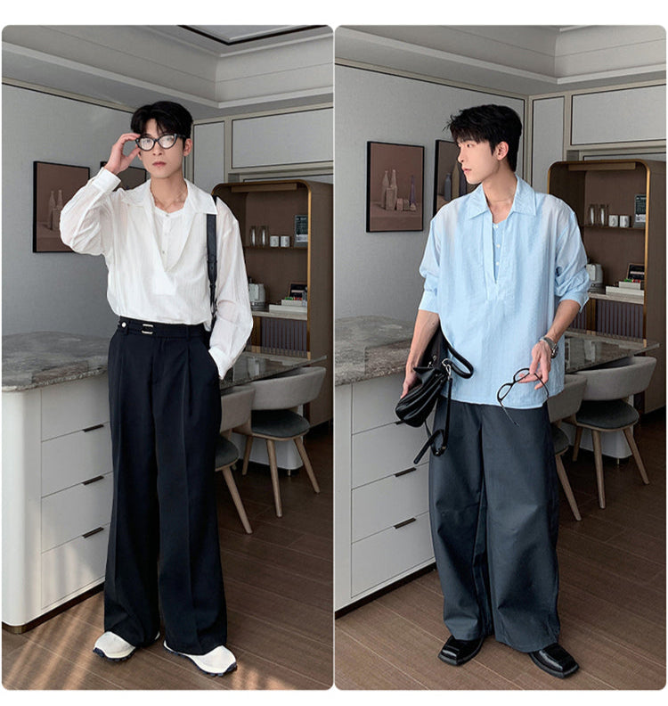Long-Sleeved Loose Lyocell Shirt