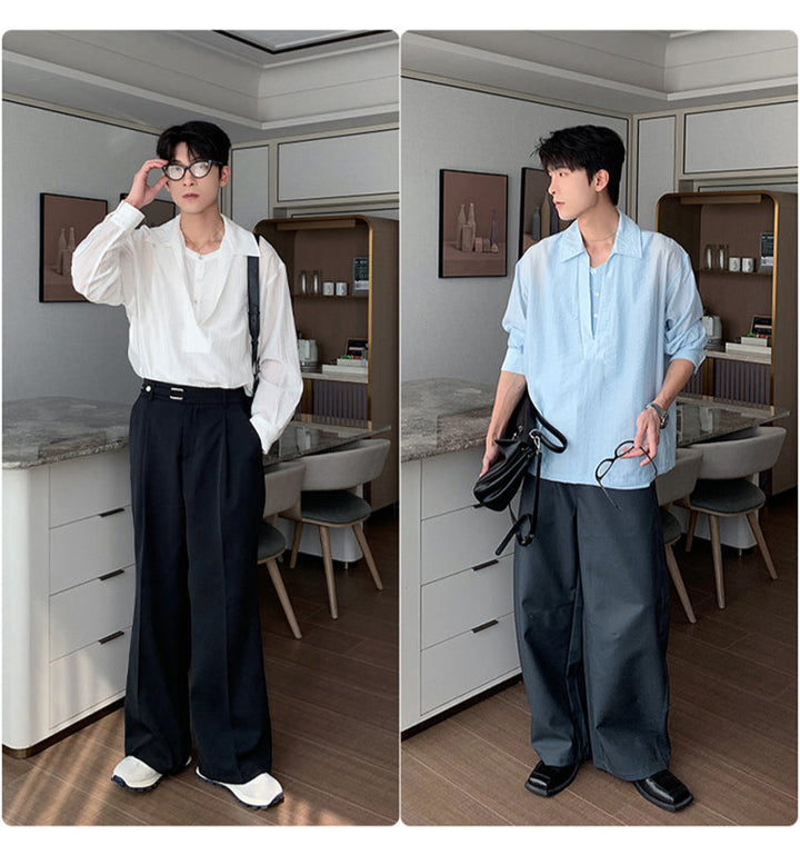 Long-Sleeved Loose Lyocell Shirt
