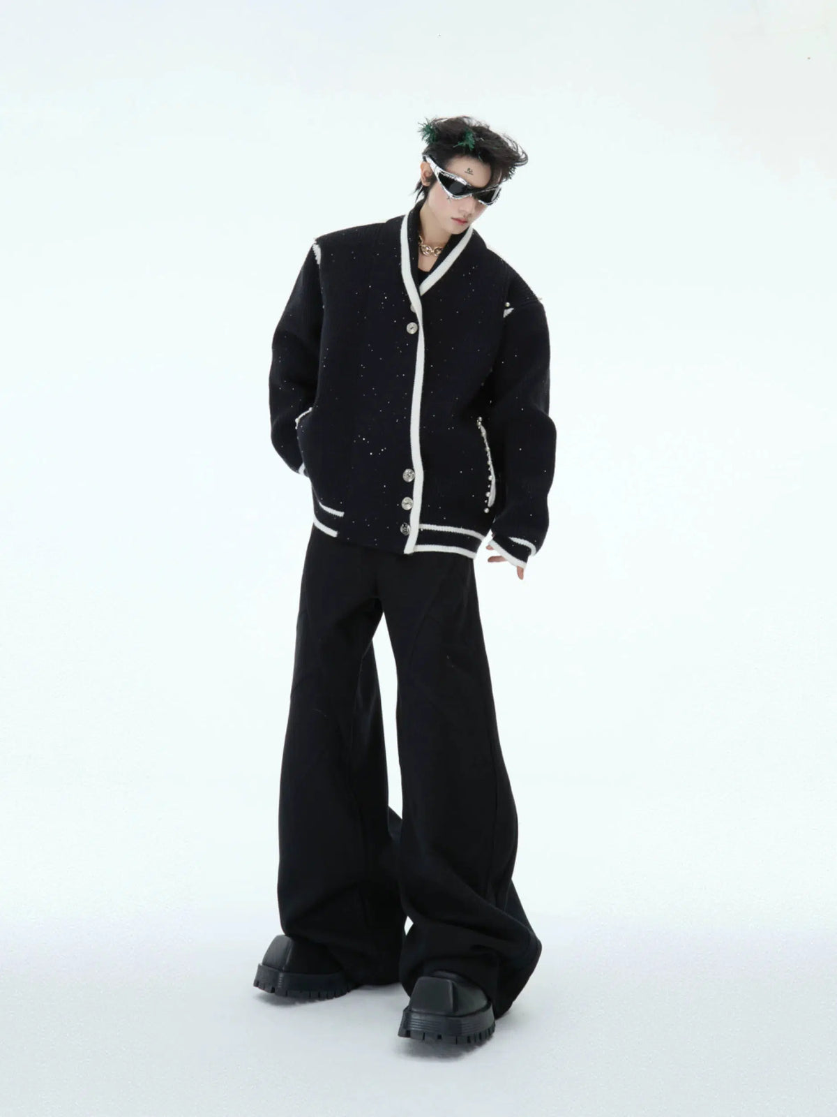 Slanted Button Knit Sweater