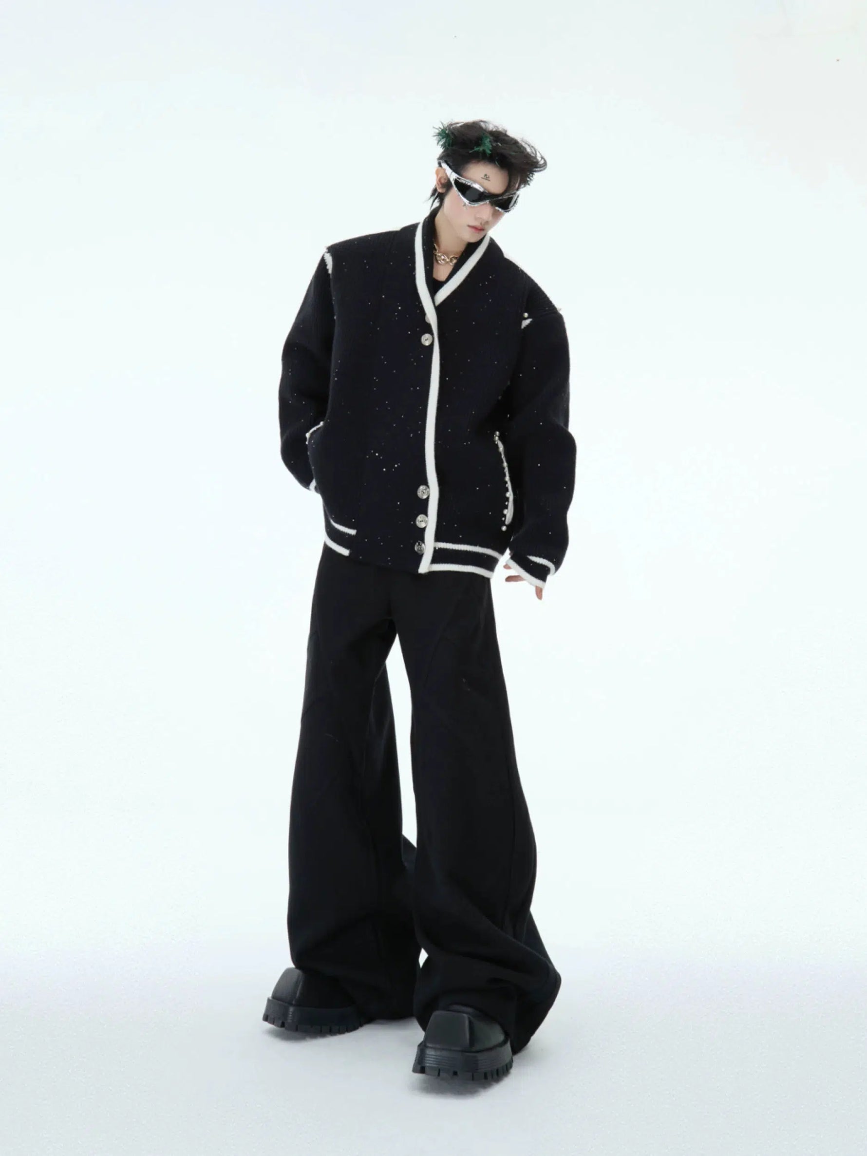 Slanted Button Knit Sweater