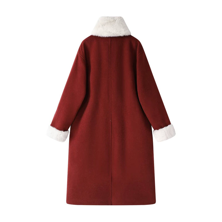 Abrigo de duffle de lana larga con forro de forro polar 