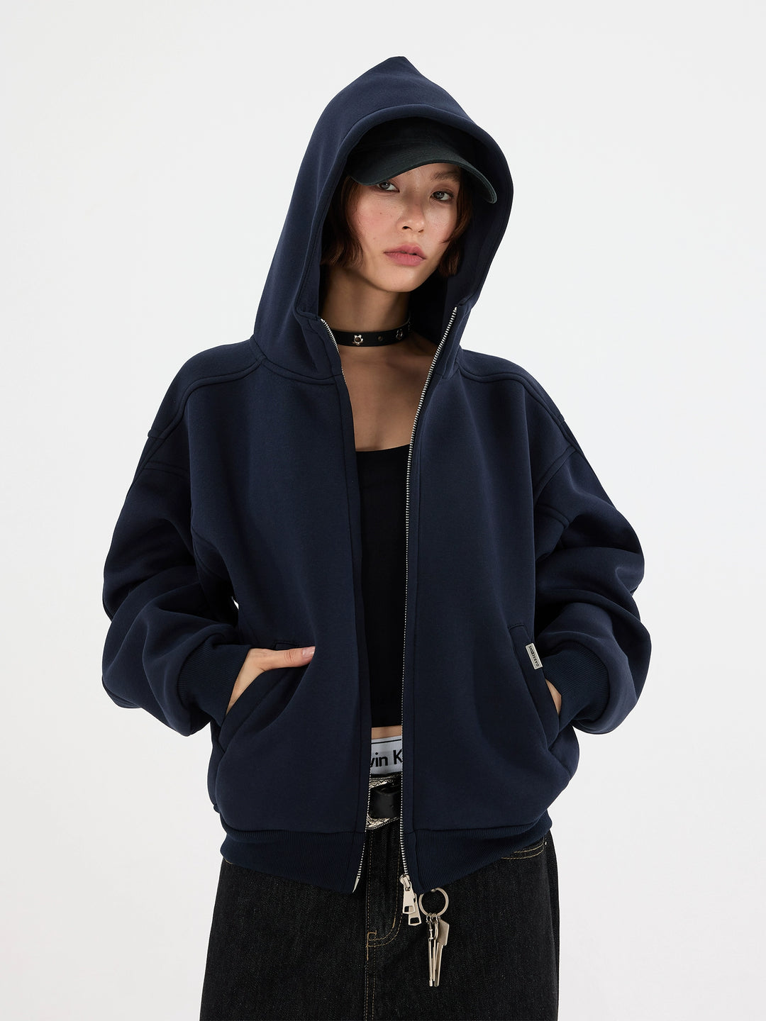 Hoge kraag rits-up hoodie sweatshirt 