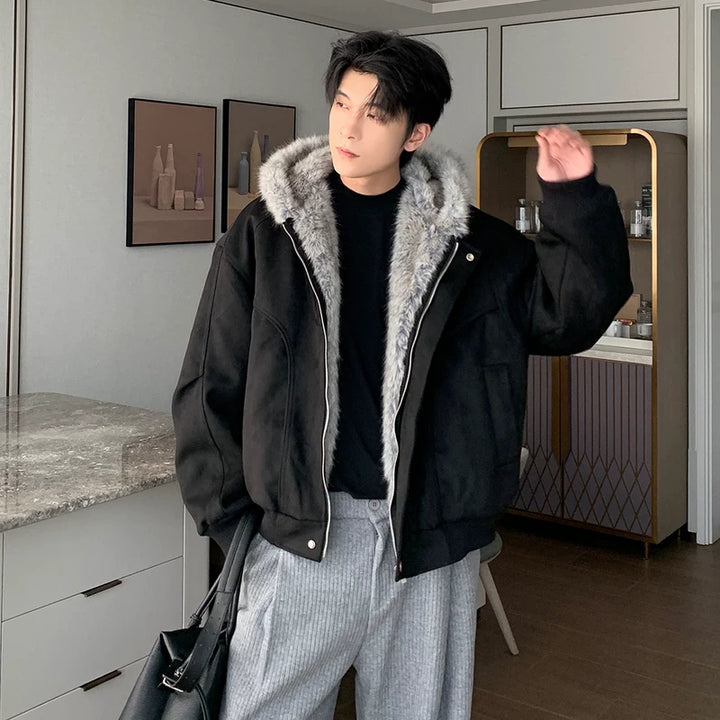 Hertenleer Gewatteerde Jas met Bontkraag 