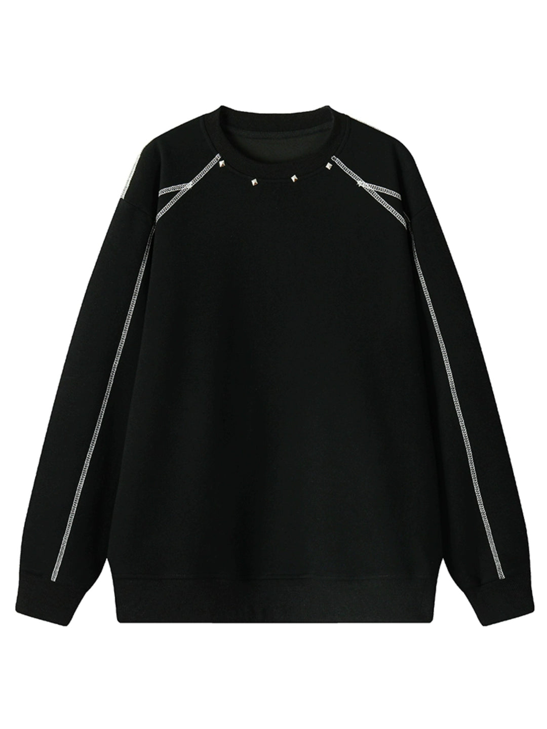 سويت شيرت فضفاض بياقة دائرية مزين بالمسامير 