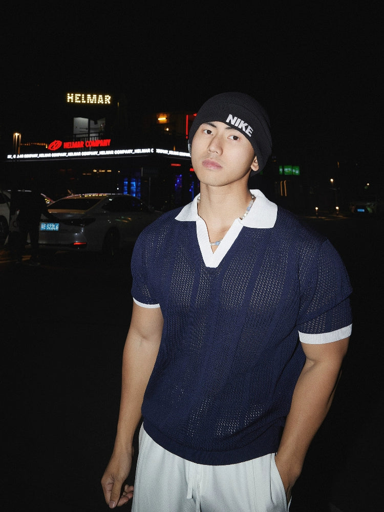 Strick Kurzarm Revers Polohemd 